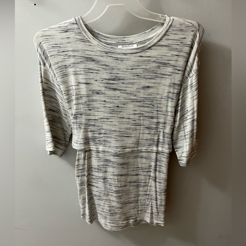 Motherhood Maternity Short Sleeve Nursing Shirt with Tie for Breastfeeding